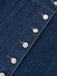 Tiefblau 1970er Denim Revers Ärmellos Taste Kleid