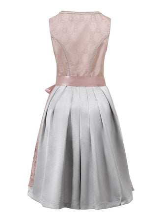 2PCS Orange Rosa 1950er Oktoberfest Dirndl Jacquard Kleid & Schürze