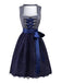 2PCS Schwarz 1950er Oktoberfest Dirndl Blumen Schnürung Kleid & Schürze