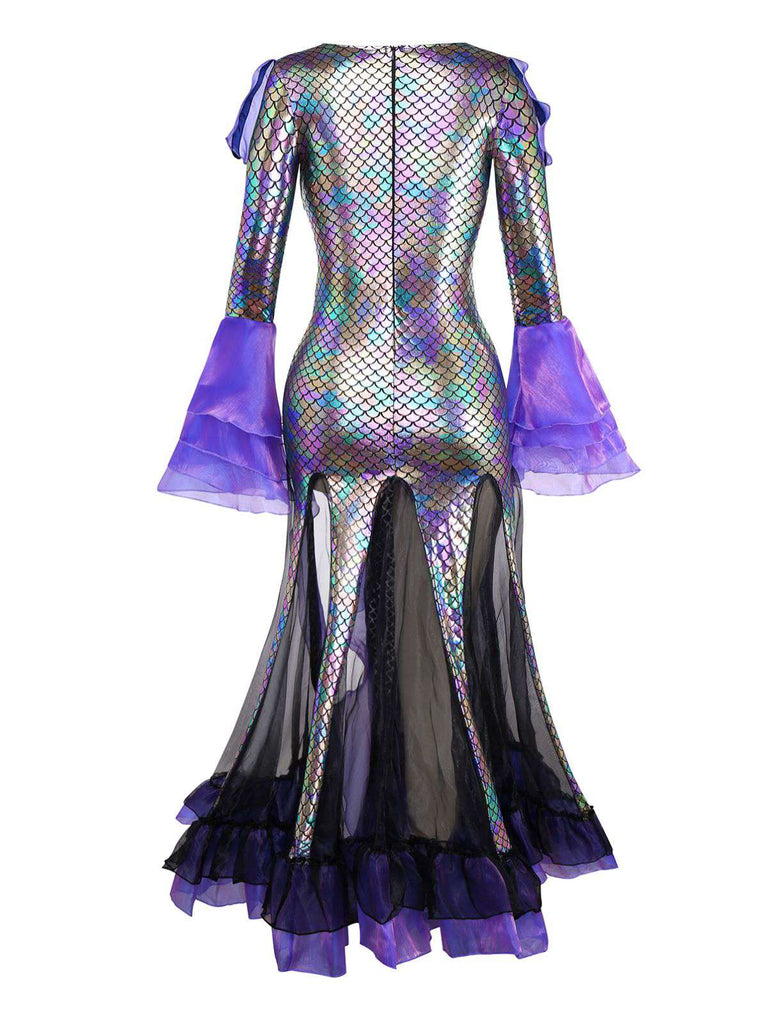 Lila 1930er Halloween Vampir Fisch Waage Meerjungfrauen Kleid