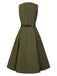 [Vorverkauf] Grün 1950er V-Ausschnitt Taschen Gürtel Weste Kleid