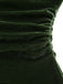 [Vorverkauf] Grün 1940er Samt Gerüscht Schulterfrei Bardot Kleid