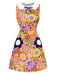 [Vorverkauf] Orange 1960er Peter Pan Kragen Blumen Bogen Kleid