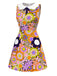 [Vorverkauf] Orange 1960er Peter Pan Kragen Blumen Bogen Kleid