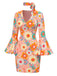 [Vorverkauf] Multicolor 1960er Gänseblümchen Glockenärmel Hippie Kleid