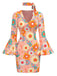 [Vorverkauf] Multicolor 1960er Gänseblümchen Glockenärmel Hippie Kleid