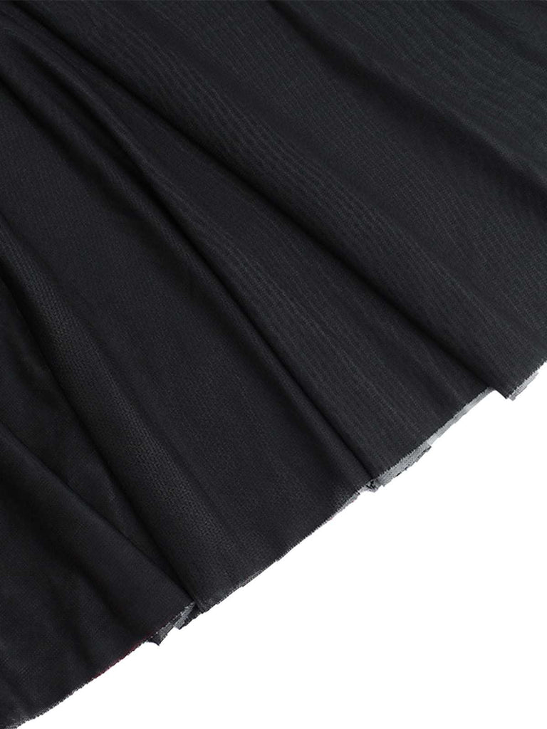 Schwarz 1970er Gothic Skeleton Netz Slip Kleid