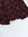 2PCS Rot 1980er Plaid Gesmokt Top & Hoch-Tief Saum Rock