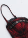 2PCS Rot 1980er Plaid Gesmokt Top & Hoch-Tief Saum Rock