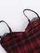 Rot 1970er Punk Plaid Spitze & Leder Gesmokt Top