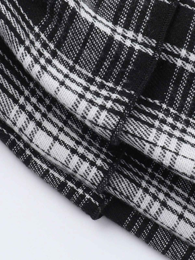 Grau 1980er Steampunk Spitze Patchwork Tartan Plaid Rock