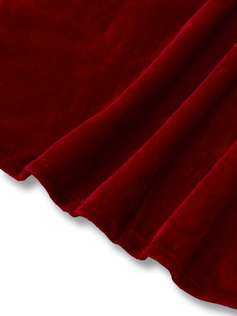 Rot 1980er Ada-Wong Stickerei Schmetterling Samt Kleid