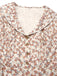 Blau 1940er Baumwolle Puffärmel Revers Blumen Kleid