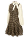 [Vorverkauf] Braun 1960er Plaid Bogen Tie Taste Swing Kleid