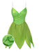 [Vorverkauf] Grün 1970er Tinkerbell Elf Blütenblatt Saum Mini Kleid