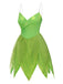 [Vorverkauf] Grün 1970er Tinkerbell Elf Blütenblatt Saum Mini Kleid