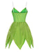 [Vorverkauf] Grün 1970er Tinkerbell Elf Blütenblatt Saum Mini Kleid