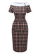 [Vorverkauf] Khaki 1960er Argyle Boot Hals Bleistift Kleid