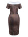 [Vorverkauf] Khaki 1960er Argyle Boot Hals Bleistift Kleid