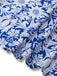 [Vorverkauf] Blau 1950er Ethnisch Blumen Rundhals Flügelärmel Kleid