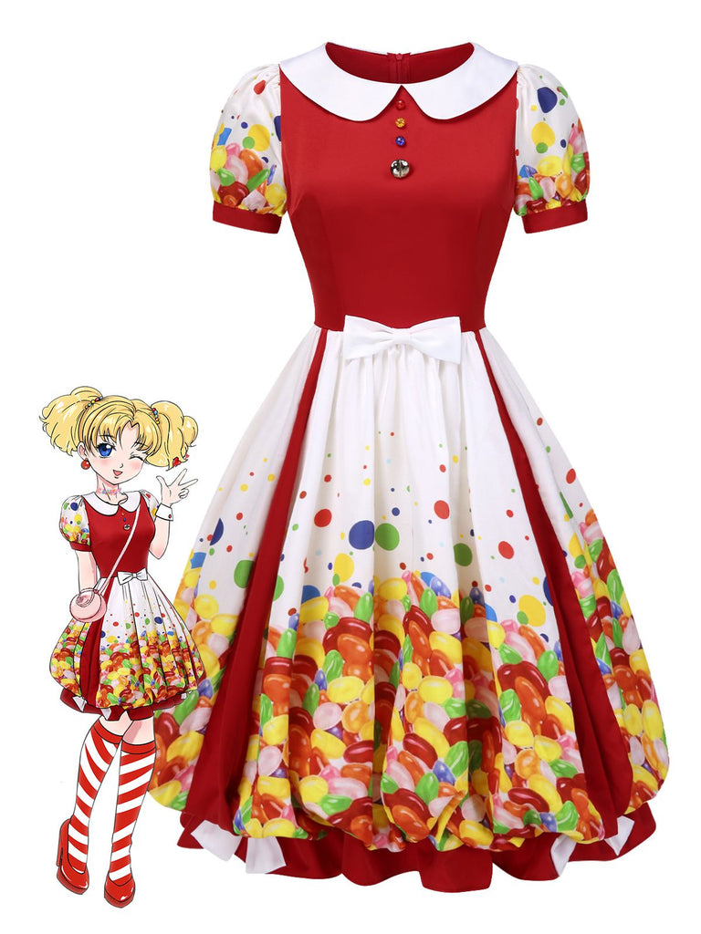 [Vorverkauf] Multicolor 1950er Süßigkeiten Bubble Kleid