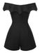 [Vorverkauf] Schwarz 1950er Gothic Schläger Schulterfrei Netz Romper