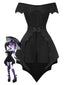 [Vorverkauf] 2PCS Schwarz 1950er Gothic Schläger Romper & Cover-Up
