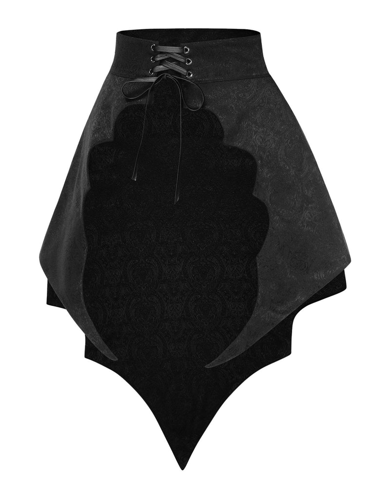 [Vorverkauf] Schwarz 1950er Gothic Schläger Jacquard Cover-Up
