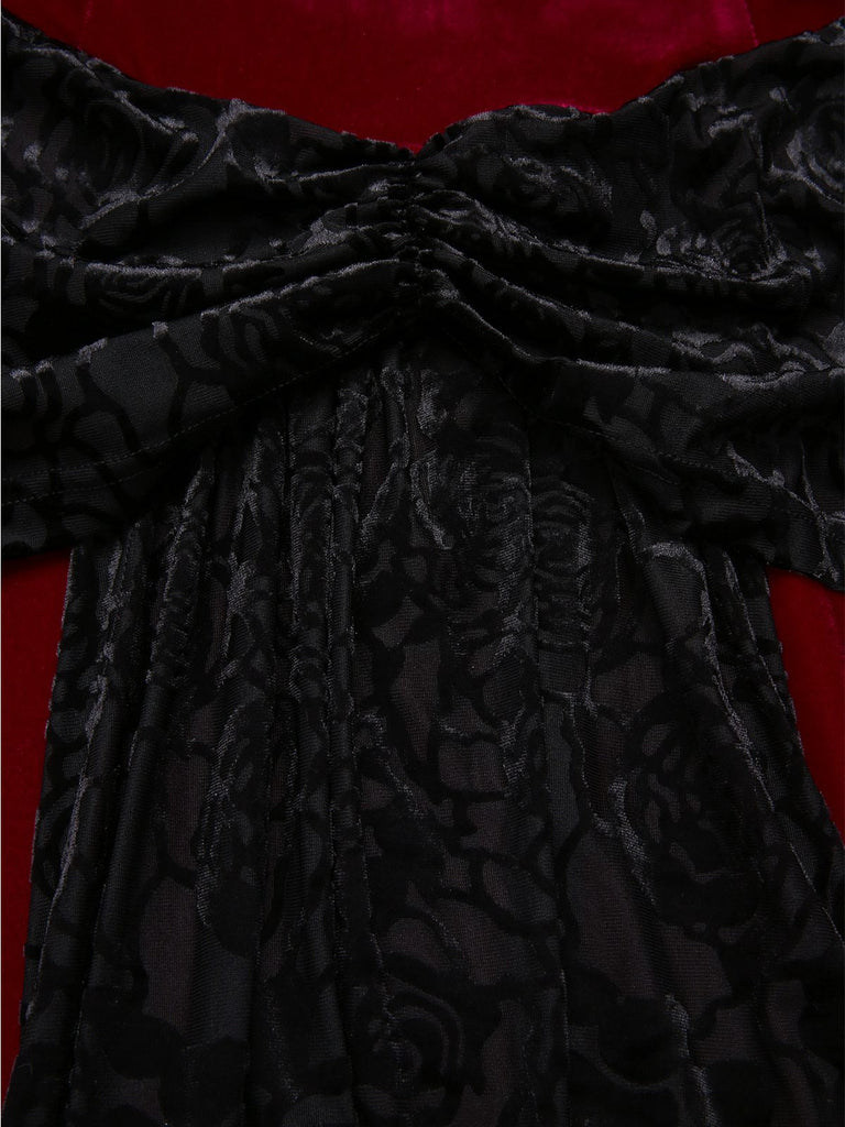 [Vorverkauf] Rot 1930er Samt Bandeau Fischschwanz Maxi Kleid