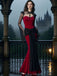 [Vorverkauf] 2PCS Rot & Schwarz 1930er Samt Bandeau Fischschwanz Kleid & Cape