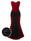 [Vorverkauf] Rot 1930er Samt Bandeau Fischschwanz Maxi Kleid