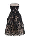 Schwarz 1950er Bandeau Netz 3D-Blumen Patchwork Kleid