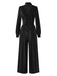 1950er Solide Schlüsselloch Hoher Hals Samt Jumpsuit