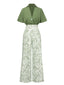 2PCS 1930er Dolman-Ärmel Revers Bluse & Blumen Hosen