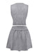 2PCS Grau 1960er Stricken V-Ausschnitt Top & Rock