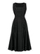 Schwarz 1940er Mittelalterlich Renaissance Ärmellos Schlitz Kleid
