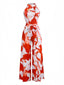 Rot 1930er Abstrakt Drucke Gürtel Ärmelloses Jumpsuit
