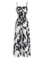 Schwarz 1930er Blätter Silhouette Spaghetti Träger Jumpsuit