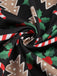 Schwarz 1950er Weihnachten Drucken V-Ausschnitt Kreuzen Kleid