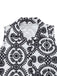 Schwarz 1940er Revers Bindegürtel Blumen Ärmellos Kleid