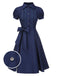 [Vorverkauf] Dunkelblau 1940er Bogen Spitze Gürtel Kleid