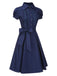 [Vorverkauf] Dunkelblau 1940er Bogen Spitze Gürtel Kleid