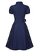 [Vorverkauf] Dunkelblau 1940er Bogen Spitze Gürtel Kleid