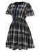 [Vorverkauf] [Übergröße] Blau 1940er Plaid Tie-Front Kleid