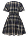 [Vorverkauf] [Übergröße] Blau 1940er Plaid Tie-Front Kleid