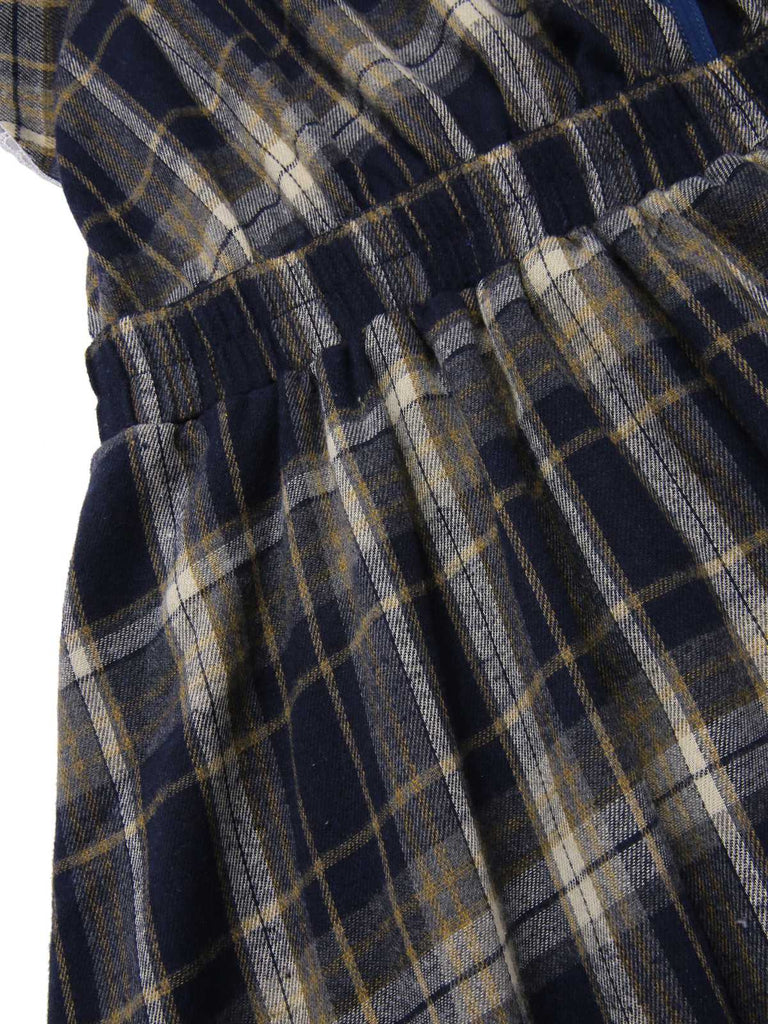 [Vorverkauf] [Übergröße] Blau 1940er Plaid Tie-Front Kleid
