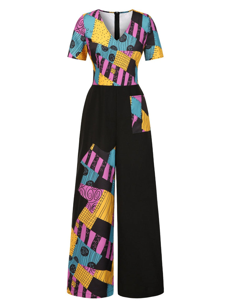 [Vorverkauf] Multicolor 1940er Nightmare Before Christmas Sally Jumpsuit
