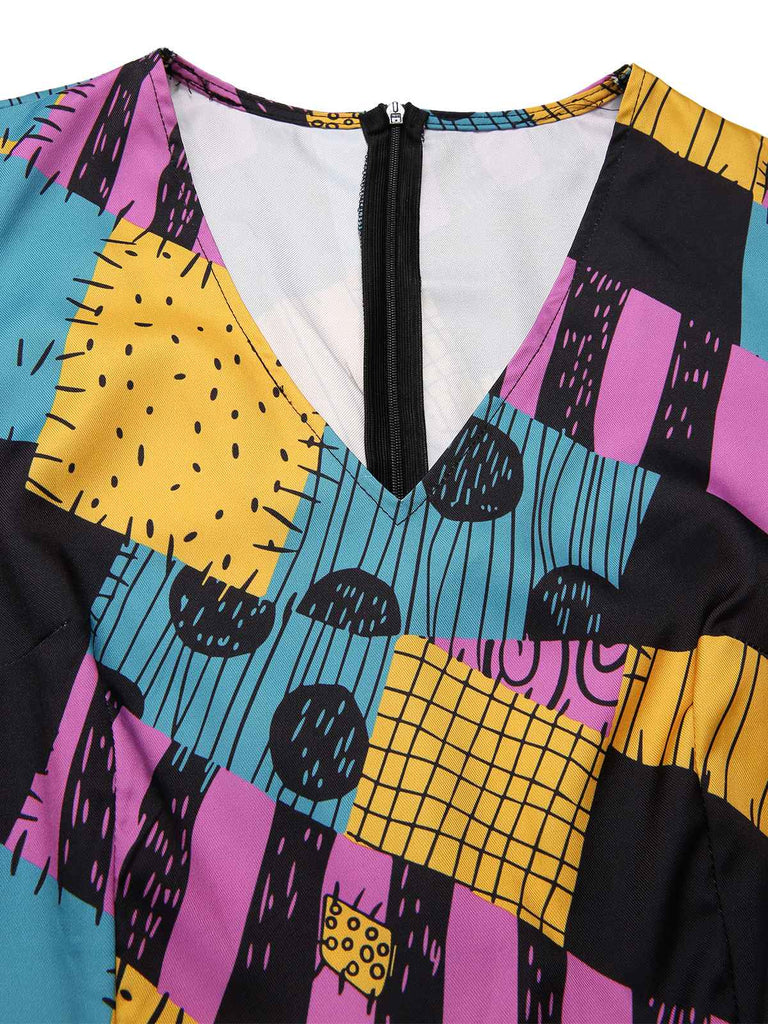 [Vorverkauf] Multicolor 1940er Nightmare Before Christmas Sally Jumpsuit