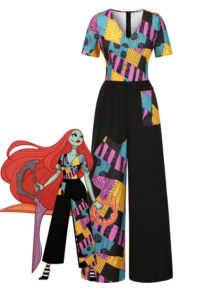[Vorverkauf] Multicolor 1940er Nightmare Before Christmas Sally Jumpsuit