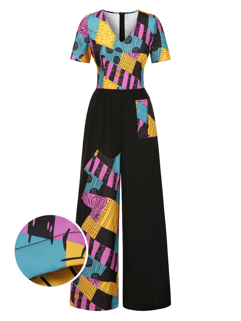 [Vorverkauf] Multicolor 1940er Nightmare Before Christmas Sally Jumpsuit